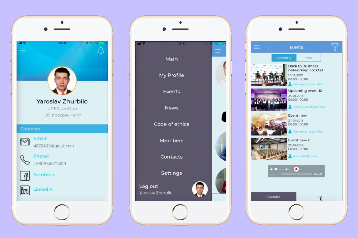 Freelance project: iOS and Android Apps "URE Club"